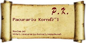 Pacurariu Kornél névjegykártya